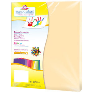 Hojas De Colores Carta Eurocolors Crema C/100