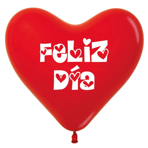 Globo Sempertex  No. 12 Fashion Feliz Día Corazon Rojo C/50