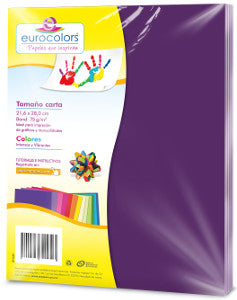 Hojas De Colores Carta Eurocolors Morado Uva C/100