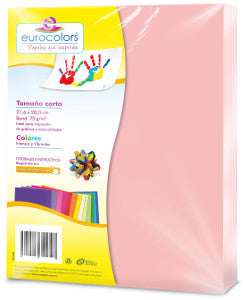 Hojas De Colores Carta Eurocolors Rosa Pastel C/100