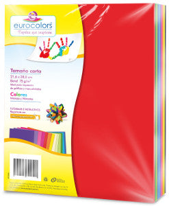 Hojas De Color Carta Eurocolors Surtidos C/250