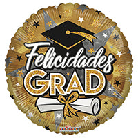 Globo Metálico 18C Felicidades Grad Dorado