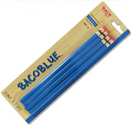 Lápiz Baco Blue HB #2 C/4 Blister