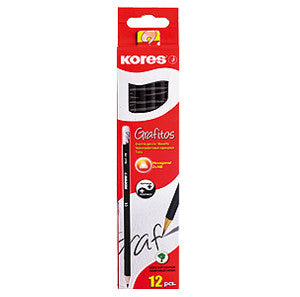 Lápiz Kores Grafito 2HB Triangular Negro C/12