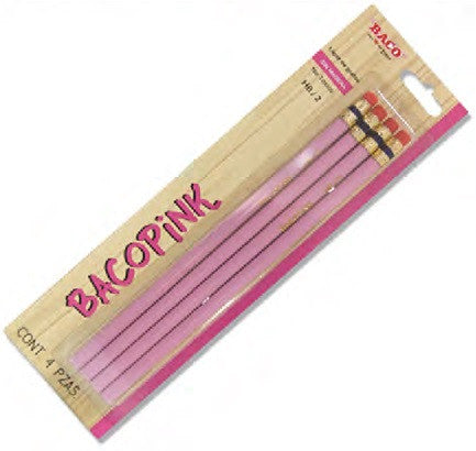 Lápiz Baco Pink HB #2 C/4 Blister