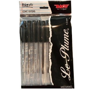 Bolígrafo Baco Le Plume Negro Bolsa C/10