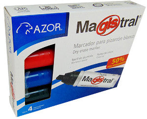 Marcador Pizarrón Azor Magistral Metal C/4