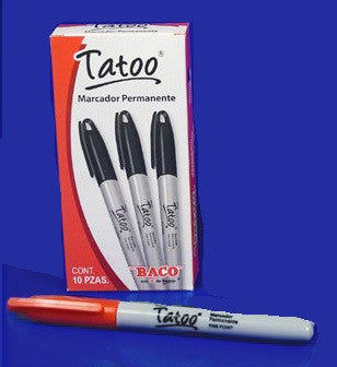 Marcador Permanente Tatoo Rojo C/10