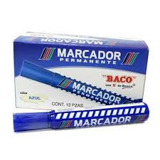 Marcador Permanente Baco Plástico Azul C/12