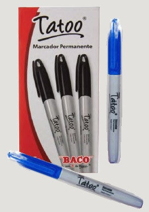 Marcador Permanente Tatoo Azul C/10