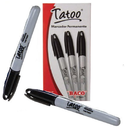 Marcador Permanente Tatoo Negro C/10