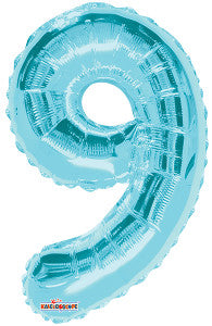 Globo MetÌÁlico Mini SHP N̼mero 9 Azul Pastel