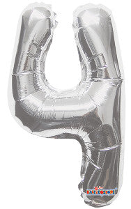 Globo Metálico Mini SHP Número 4 Plata
