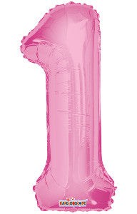 Globo MetÌÁlico Mini SHP N̼mero 1 Rosa Pastel