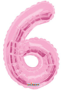 Globo MetÌÁlico Mini SHP N̼mero 6 Rosa Pastel