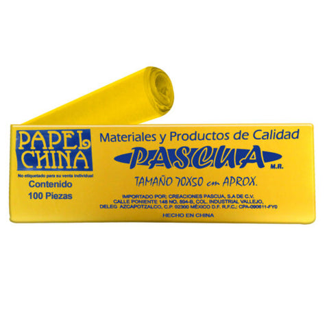 Papel China 50X75 Pliego Pascua C/100 Amarillo Canario