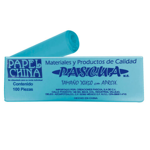 Papel China 50X75 Pliego Pascua C/100 Azul Cielo