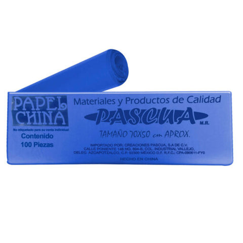 Papel China 50X75 Pliego Pascua C/100 Azul Rey