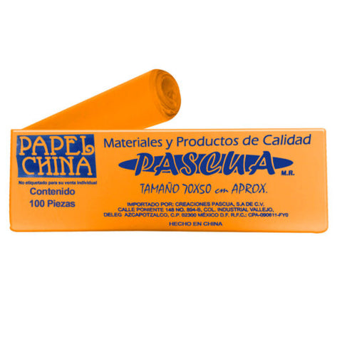 Papel China 50X75 Pliego Pascua C/100 Naranja