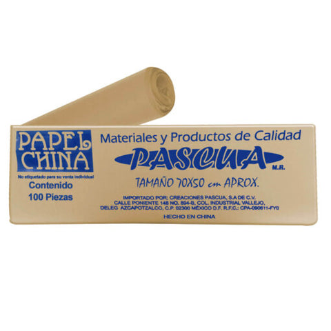 Papel China 50X75 Pliego Pascua C/100 Natural