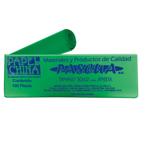 Papel China 50X75 Pliego Pascua C/100 Verde Bandera