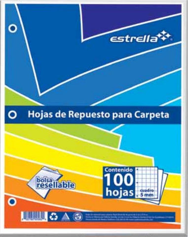 Repuesto Para Carpeta Estrella Cuadro 7mm