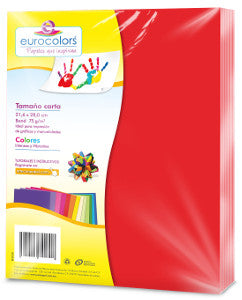 Hojas De Colores Carta Eurocolors Rojo C/100