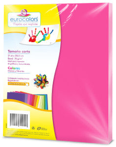 Hojas De Colores Carta Eurocolors Rosa Brillante C/100