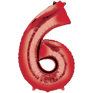 Globo Metálico 28N Nãºmero 6 Rojo