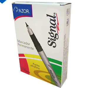 Marcador Permanente Signal Fino Negro C/12