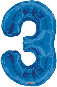 Globo MetÌÁlico 28N N̼mero 3 Azul