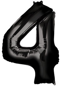 Globo Metálico 34 Número 4 Negro
