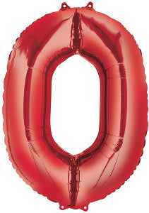 Globo Metálico 28N  Número 0 Rojo