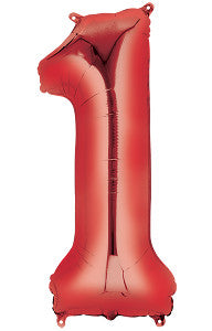 Globo MetÌÁlico 34N  N̼mero 1 Rojo