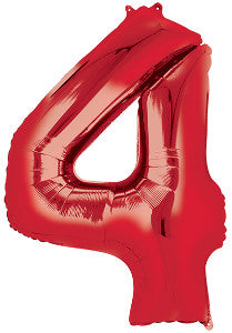 Globo Metálico 28N  Número 4 Rojo