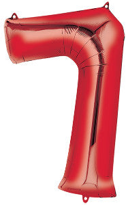 Globo Metálico 28N  Número 7 Rojo