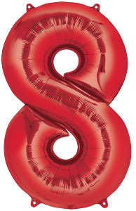 Globo Metálico 28N Número 8 Rojo