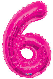 Globo Metálico 34 Número 6 Rosa