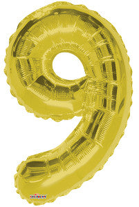 Globo Metálico 28N Número 9 Dorado