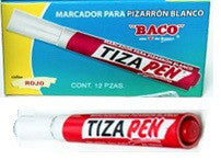 Marcador Pizarrón Baco Tizapen Rojo Plástico C/12