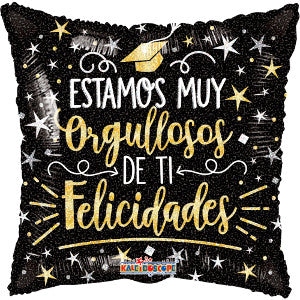 Globo Metálico 18Q Orgullosos De Ti Graduado