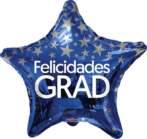 Globo Metálico 17 Felicidades Grad Star Azul