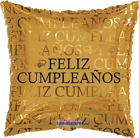 Globo Metálico 18C Feliz Cumple Dorado