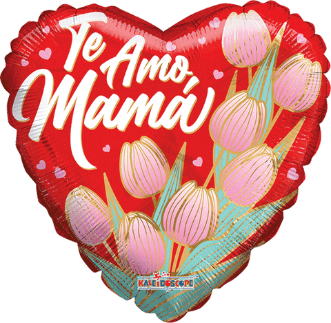 Globo Metálico 18H Te Amo Mama Tulipanes