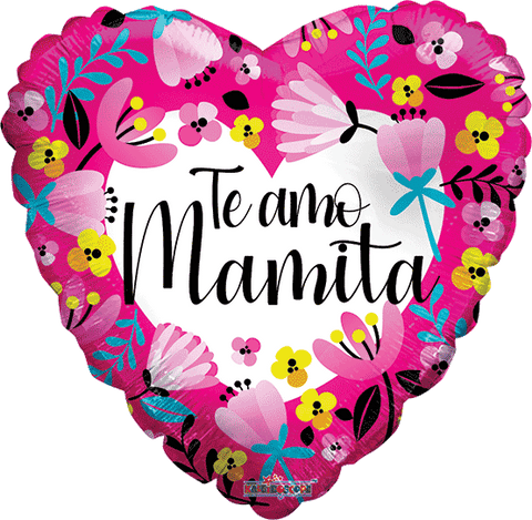 Globo Metálico 4H Te Amo Mamita Corazón Rosa