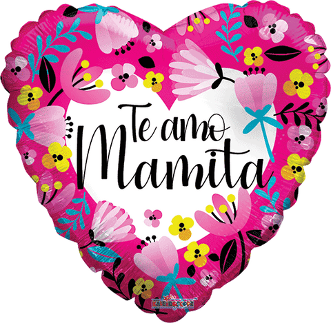 Globo MetÌÁlico 9H Te Amo Mamita CorazÌ?n Rosa