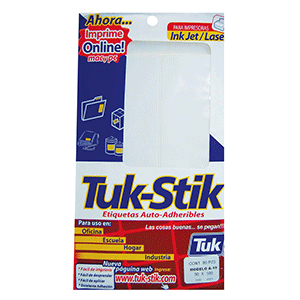 Etiqueta Adhesiva Blanca Tuk 00 x 16