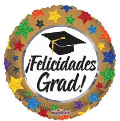 Globo Metálico 18C Felicidades Grad Estrellas