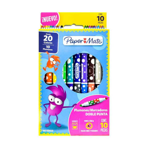 Plumon Paper Mate Doble punta C/10