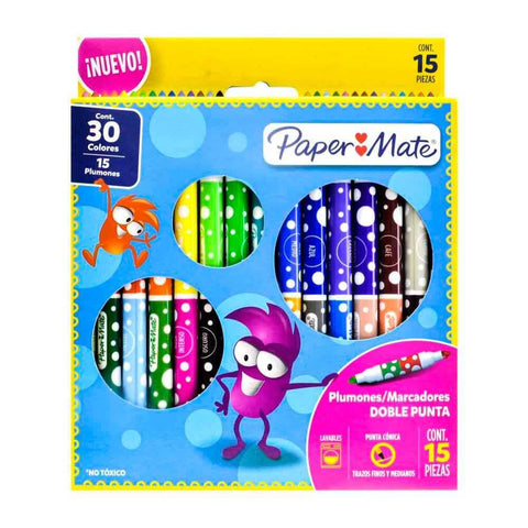 Plumon Paper Mate Doble punta C/15